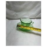 Green Depression Uranium Glass Tea Cup and Saucer Set