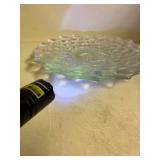 Two Clear Glass Cubist Pattern Serving PlatesGlows with Magnesium under UV 365nm
