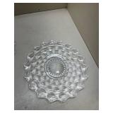 Two Clear Glass Cubist Pattern Serving PlatesGlows with Magnesium under UV 365nm