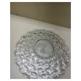 Two Clear Glass Cubist Pattern Serving PlatesGlows with Magnesium under UV 365nm