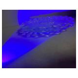 American Fostoria Crystal Cube Pattern Dessert Plates Glows with Magnesium under UV 365nm