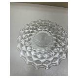 American Fostoria Crystal Cube Pattern Dessert Plates Glows with Magnesium under UV 365nm