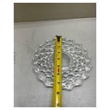 American Fostoria Crystal Cube Pattern Dessert Plates Glows with Magnesium under UV 365nm