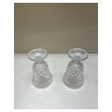 Crystal Cut Glass Footed Water Goblets Glows with Magnesium under UV 365nm