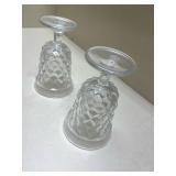 Crystal Cut Glass Footed Water Goblets Glows with Magnesium under UV 365nm