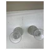 Crystal Cut Glass Footed Water Goblets Glows with Magnesium under UV 365nm