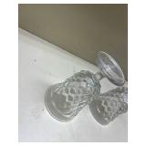 Crystal Cut Glass Footed Water Goblets Glows with Magnesium under UV 365nm