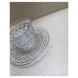 American Fostoria Glass Cup and Saucer Set Glows with Magnesium under UV 365nm