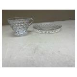 American Fostoria Glass Cup and Saucer Set Glows with Magnesium under UV 365nm