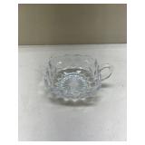 Cut Glass Nappy Dish with Handle Glows with Magnesium under UV 365nm