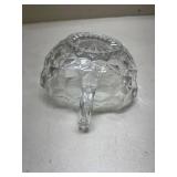 Cut Glass Nappy Dish with Handle Glows with Magnesium under UV 365nm