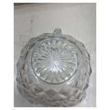 Cut Glass Nappy Dish with Handle Glows with Magnesium under UV 365nm