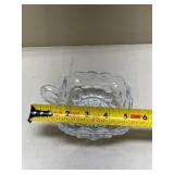 Cut Glass Nappy Dish with Handle Glows with Magnesium under UV 365nm