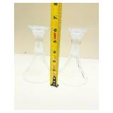 Crystal Glass Candlestick Holders - Set of 2