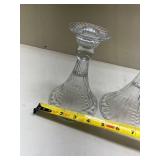Crystal Glass Candlestick Holders - Set of 2