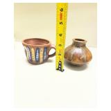 Handcrafted Pottery Set - Decorative Cup and Vase