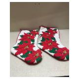 Poinsettia Print Quilted Christmas Stockings