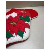 Poinsettia Print Quilted Christmas Stockings