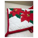 Poinsettia Print Quilted Christmas Stockings