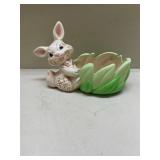 Ceramic Bunny Lettuce Leaf Planter
