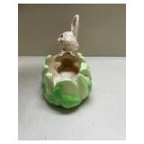 Ceramic Bunny Lettuce Leaf Planter