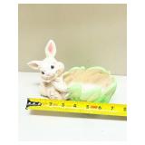 Ceramic Bunny Lettuce Leaf Planter