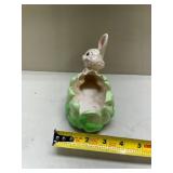 Ceramic Bunny Lettuce Leaf Planter