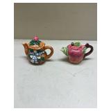 Decorative Ceramic Teapot Set - Basket and Apple Design
