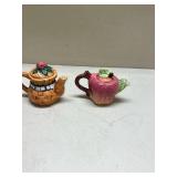 Decorative Ceramic Teapot Set - Basket and Apple Design