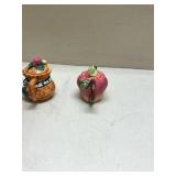 Decorative Ceramic Teapot Set - Basket and Apple Design
