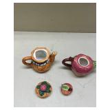 Decorative Ceramic Teapot Set - Basket and Apple Design