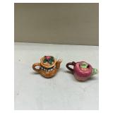 Decorative Ceramic Teapot Set - Basket and Apple Design