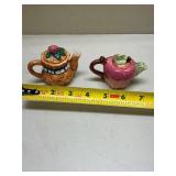 Decorative Ceramic Teapot Set - Basket and Apple Design