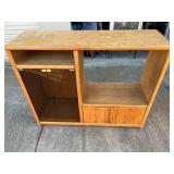 Mid Century Oak Media Stand with Sliding Doors