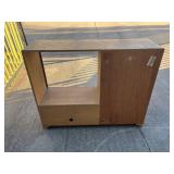 Mid Century Oak Media Stand with Sliding Doors