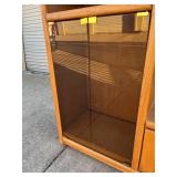 Mid Century Oak Media Stand with Sliding Doors