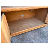 Mid Century Oak Media Stand with Sliding Doors