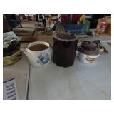 3 Crockware Pieces - One Damaged - One McCoy