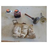 Vintage Ink Bottles - Door Knobs - Beaded purse