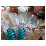 Blue Insulators and Clear Glassware
