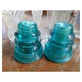 Blue Insulators and Clear Glassware