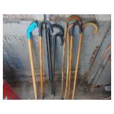 Selection of Walking Canes - Green Handle
