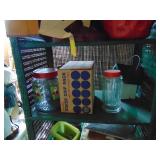 Green Wicker Shelf With Contents