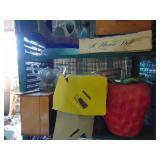 Green Wicker Shelf With Contents