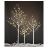 LIGHTSHARE LED Birch Tree Light Set - 4ft, 6ft, 8ft Trees with Warm White Lights - Indoor Outdoor Christmas Wedding Party Decorations (3-Pack)
