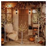 LIGHTSHARE LED Birch Tree Light Set - 4ft, 6ft, 8ft Trees with Warm White Lights - Indoor Outdoor Christmas Wedding Party Decorations (3-Pack)