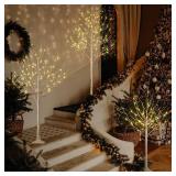 LIGHTSHARE LED Birch Tree Light Set - 4ft, 6ft, 8ft Trees with Warm White Lights - Indoor Outdoor Christmas Wedding Party Decorations (3-Pack)