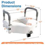 5" Raised Toilet Seat with Removable Padded Handles, Toilet Seat Riser Fit for Seniors, Elevated Toilet Seat & Durable Construction & Secure Locking