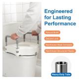 5" Raised Toilet Seat with Removable Padded Handles, Toilet Seat Riser Fit for Seniors, Elevated Toilet Seat & Durable Construction & Secure Locking