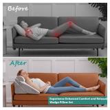 Wedge Pillow Headboard, 3PCS Orthopedic Bed Wedge Pillow Set for After Surgery, Adjustable Pillow Wedge for Acid Reflux & Back Pain Relief, Sleeping, Back Pillow for Bed Sitting Up, White/Grey